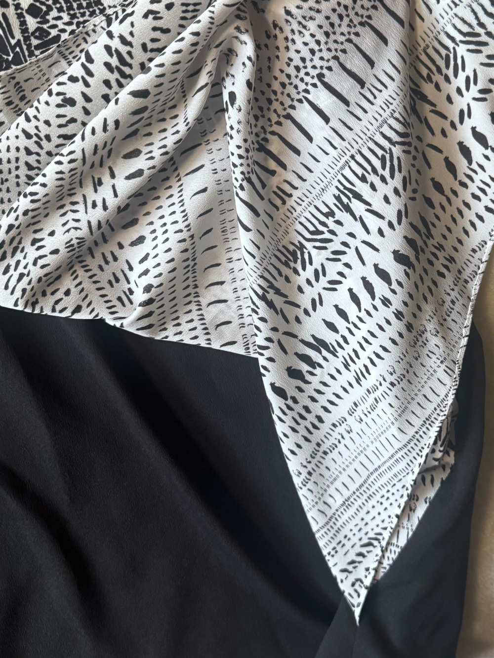 DKNY Layered Sleeveless Midi Dress Black White Abstract Geo Print Asymmetric XL - Picture 9 of 15